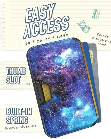 Smartish Wallet for MagSafe iPhones - Side Hustle - Vegan Leather Slim Detachable Magnetic Card Holder for Apple iPhone 17/16/15/14/13/12/13/12 Models - Spaced Out