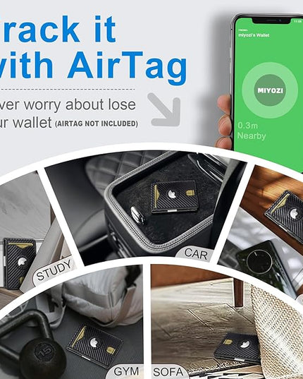 miyozi Airtag Wallet for Men,with Money Clip 11 Cards Slim Front Pocket Leather RFID Blocking Wallet with Gift Box