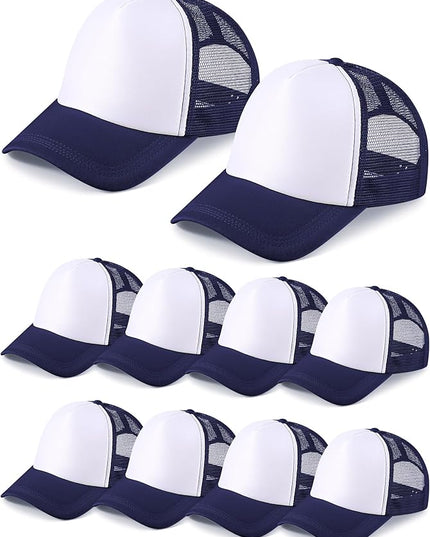 10 Pcs Sublimation Blank Trucker Hats Bulk Mesh Baseball Cap Polyester Mesh Trucker Hat for Men and Women