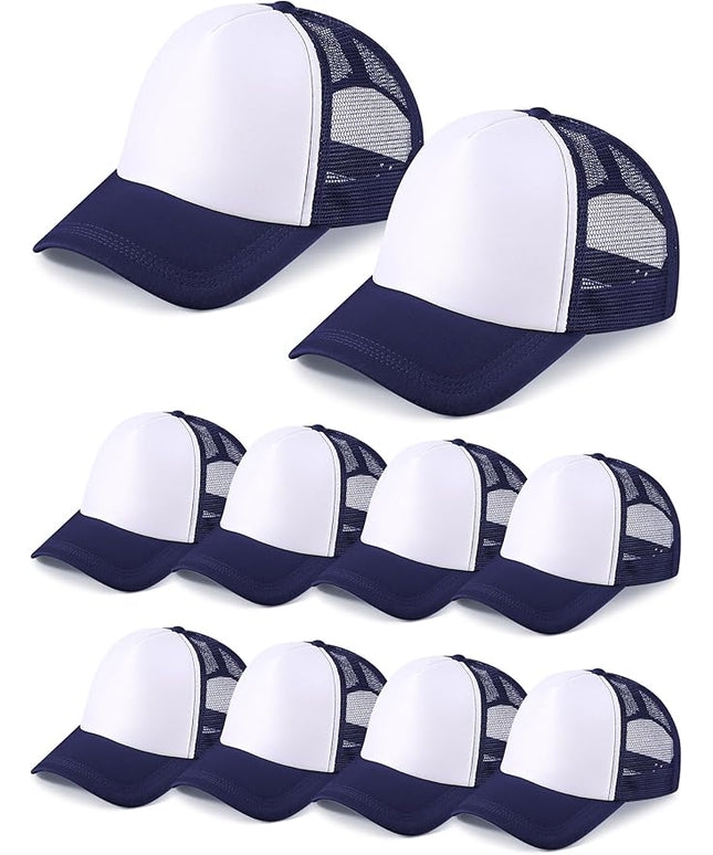 10 Pcs Sublimation Blank Trucker Hats Bulk Mesh Baseball Cap Polyester Mesh Trucker Hat for Men and Women