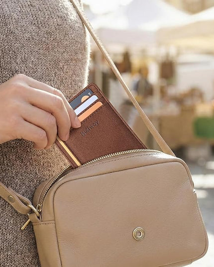 Buffway Slim Minimalist Front Pocket RFID Blocking Leather Wallets for Men and Women - At Sahara Coffee