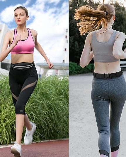 Running Belt Fanny Pack, Running Waist Pack for Women & Men USA Patented Hands-Free Reflective Runner Pouch Belt Fitness Workout Bag No-Bounce Adjustable Sport Travel Fanny Pack Cell