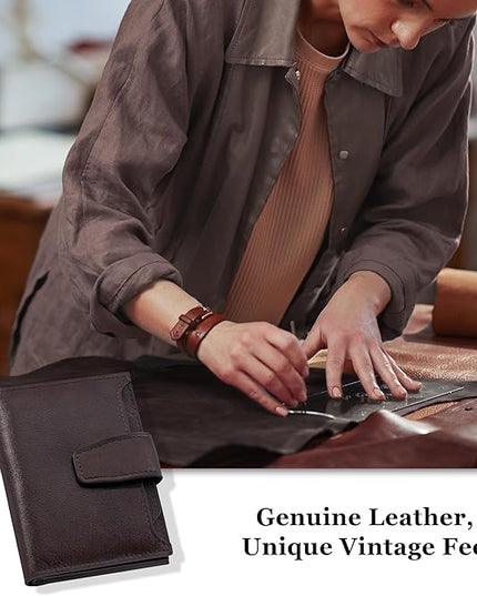 Airkit Small Wallet Women RFID Blocking Genuine Leather Bifold Compact Card Holder Wallet for Women with Zipper Coin Pocket 4 ID Window