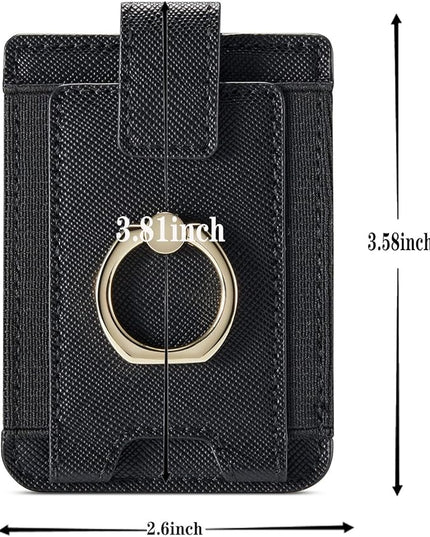 BIAJIYA Phone Card Holder RFID Leather Wallet Credit Adhesive Cell Case Stick-on Card Holder for Women and Men Back of Phone for Most of Smartphones
