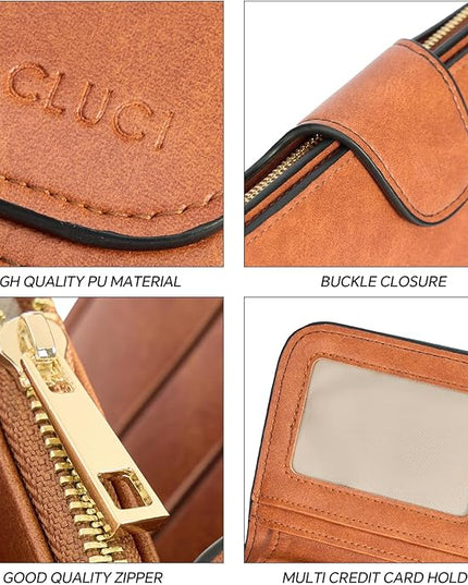 CLUCI Wallet For Women PU Leather RFID Blocking Womens Wallet Bifold Card Holder with ID Window Gifts for Women Birthday | RFID Blocking, Designer, Trifold, Card Holder, ID Window