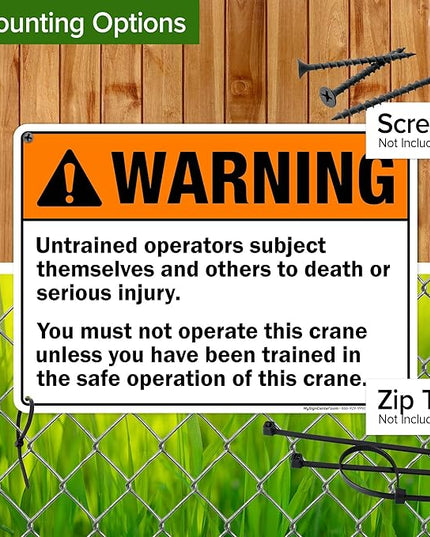 Warning Untrained Operators Subject Themselves And Others To Death Sign, 10x14 Inches, Rust Free .040 Aluminum, Fade Resistant, Made in USA by My Sign Center