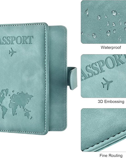 Eoehro Passport Holder for Travel Essentials, Passport Wallet Cover Case for Travel Must Haves Accessories,Passport Book Holders for Women and Men(light blue)