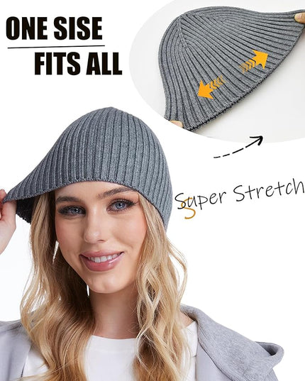 choshion Wool Knit Fisherman Beanie Hat for Men Women,Cuffless Warm Short Cuff Beanies Toboggan Ski Hats Winter Skull Cap