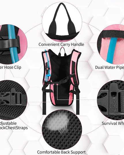 Hydration Backpack with Leak Proof Water Bladder, Lightweight Hydro Water Daypack for Rave, Cycling, Running, Hiking, Climbing