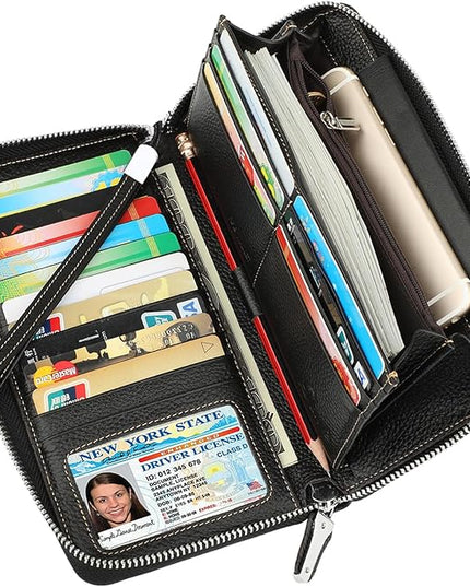 Lavemi Small Compact Women Wallet RFID Blocking Genuine Leather Bifold Purse with ID Windows