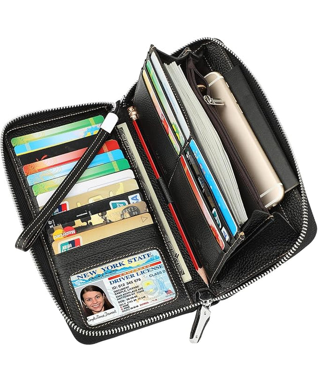 Lavemi Small Compact Women Wallet RFID Blocking Genuine Leather Bifold Purse with ID Windows