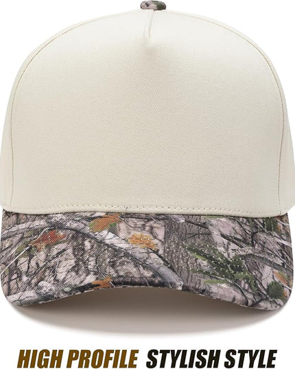 Vintage Trendy Trucker Hat, Structured 5-Panel Snapback Hat, Adjustable Cotton Solid or 2-Tone Baseball Cap Men Women