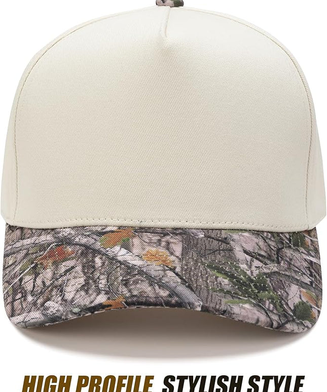 Vintage Trendy Trucker Hat, Structured 5-Panel Snapback Hat, Adjustable Cotton Solid or 2-Tone Baseball Cap Men Women