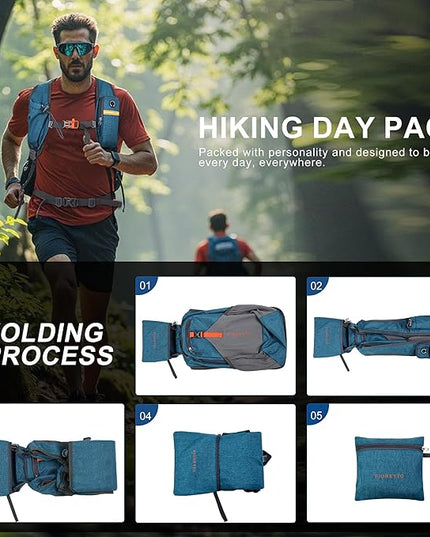 FIORETTO 20L Hiking Backpack for Women Men Mini Packable Backpack Lightweight Small Daypack for Camping Travel Outdoor, Turquoise