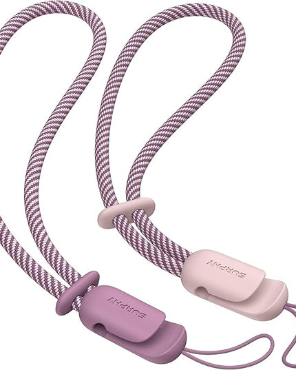 SURPHY 2 Pack Phone Lanyard for Cellphone Case, Phone Wrist Strap for Case, Cellphone Strap with 2-Color Braided, Charm Wrist Lanyard for Women, Cellphone Wrist Lanyard for Women, Pink & Lilac Purple