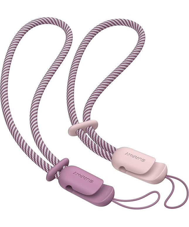 SURPHY 2 Pack Phone Lanyard for Cellphone Case, Phone Wrist Strap for Case, Cellphone Strap with 2-Color Braided, Charm Wrist Lanyard for Women, Cellphone Wrist Lanyard for Women, Pink & Lilac Purple