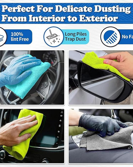 FIXSMITH Microfiber Cleaning Cloth, Shop Towels Bulk, 24 Pack Microfiber Towels for Cars, All-Purpose Absorbent Cleaning Rags, Dust Cloth for Automotive, Mechanic, Garage, Bar, 12 x 11 inch