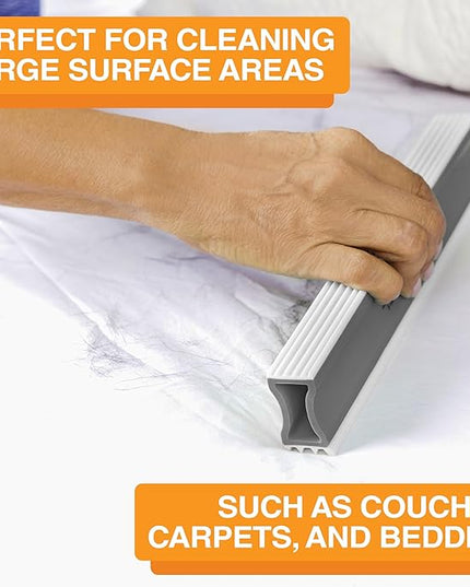 FurDozer Pet Hair Remover & Auto Detailing Tools - Cat & Dog Hair Remover for Carpets, Car Interiors, Couches, Bedding, & Pet Furniture (Gray, X3 MEGA - 10" Long)