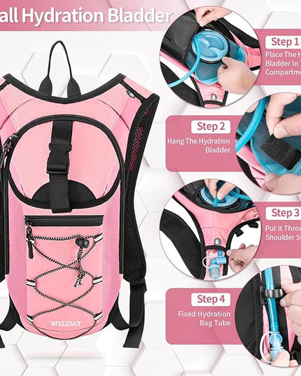Hydration Backpack with Leak Proof Water Bladder, Lightweight Hydro Water Daypack for Rave, Cycling, Running, Hiking, Climbing