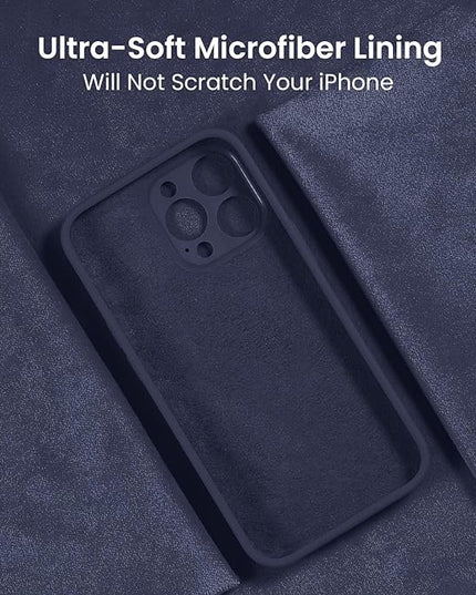 FireNova Designed for iPhone 16 Pro Case, Silicone Upgraded [Camera Protection] Phone Case with [2 Screen Protectors], Soft Anti-Scratch Microfiber Lining Inside, 2024, Navy Blue