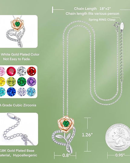 LAVALE Heart Birthstone Necklace for Women, Ideal Anniversary Birthday Gifts for Women Wife Girlfriend Her, Amazing Valentine's day Gift for Mom Women