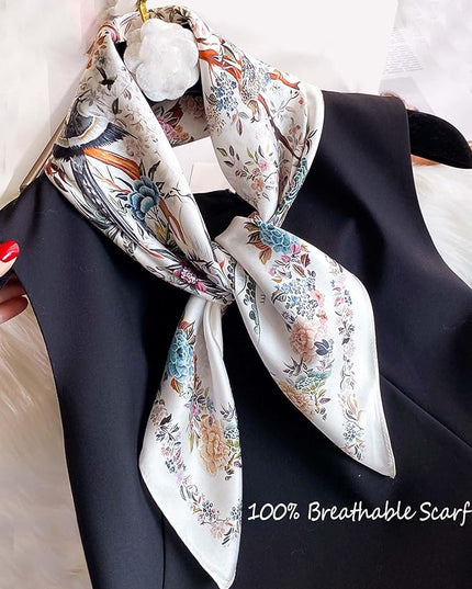 100% Mulberry Silk Scarf for Women Hair Lightweight Square Neckerchief Wrap For Head Scarves 21"