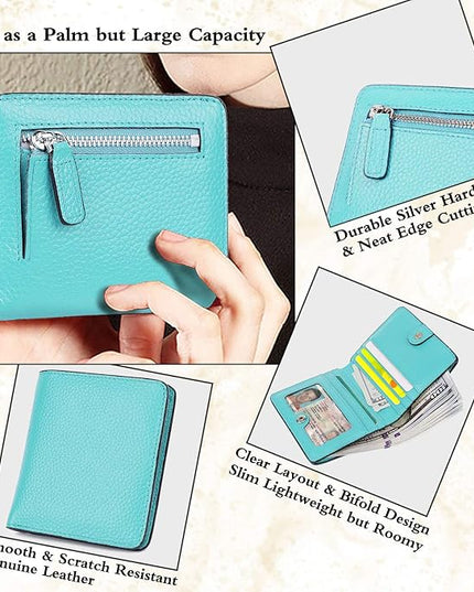 AINIMOER Small Leather Wallet for Women, Ladies Credit Card Holder RFID Blocking Women's Mini Bifold Pocket Purse