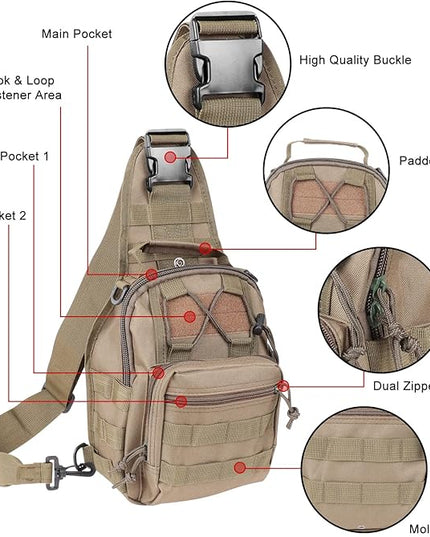 Qcute Tactical Backpack, Waterproof Military Cross-body Molle Sling Shoulder Backpack Chest Bag for Outdoor Every Day Carry