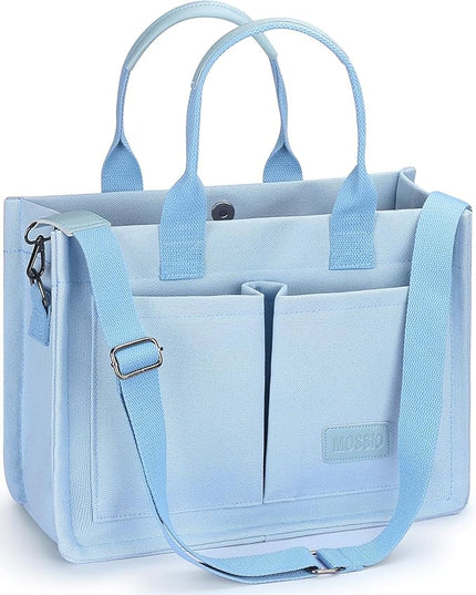 Mossio Large Canvas Tote Bag for Women with Pockets - Laptop Crossbody Work Tote Bag Everyday Bag Shoulder Purse Handbag