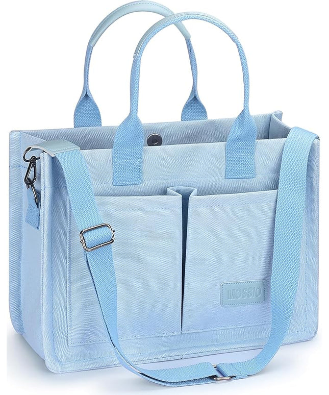 Mossio Large Canvas Tote Bag for Women with Pockets - Laptop Crossbody Work Tote Bag Everyday Bag Shoulder Purse Handbag