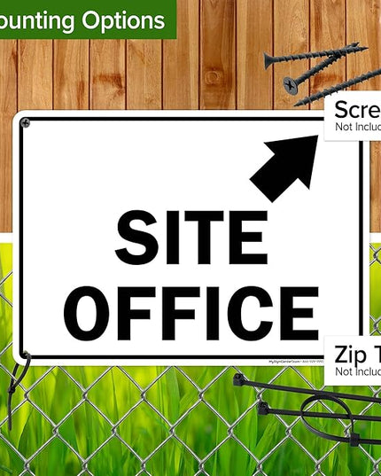 Site Office Up Right Arrow Sign, 10x14 Inches, 55 mil thick HDPS (high density polystyrene), Made in USA by My Sign Center