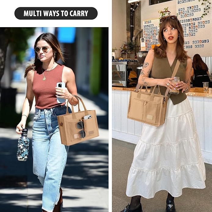 Canvas Tote Bag for Women Crossbody Work Purse with Pockets Top Handle Handbag Satchel Bags for Travel Nurse Teacher