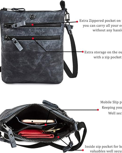 Crossbody Sling Bag for Women Small Real Leather Purse Vintage Travel Crossover Shoulder Bag Handmade