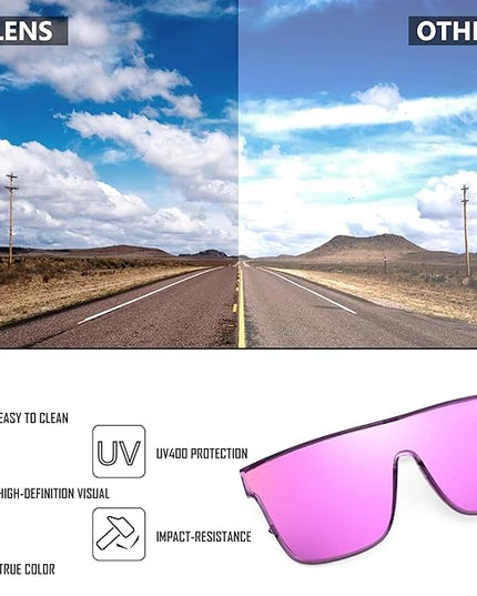 FEISEDY Sunglasses for Women Men, Fashion Mirrored Single Lens, Driving Beach Sunnies UV400 Shades B2996