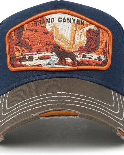 ililily Premium Howels Embroidery Vintage Baseball Cap Distressed Trucker Hat