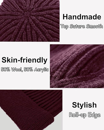 vidsel Thin Wool Fisherman Beanie for Men Women, Short Knit Cuff Trawler Watch Hats