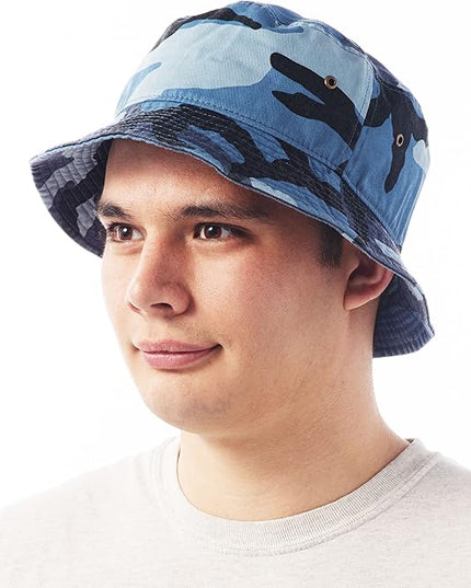 The Hat Depot Bucket Hat - Unisex 100% Cotton & Denim UPF 50 Packable Summer Travel Beach Sun Hat