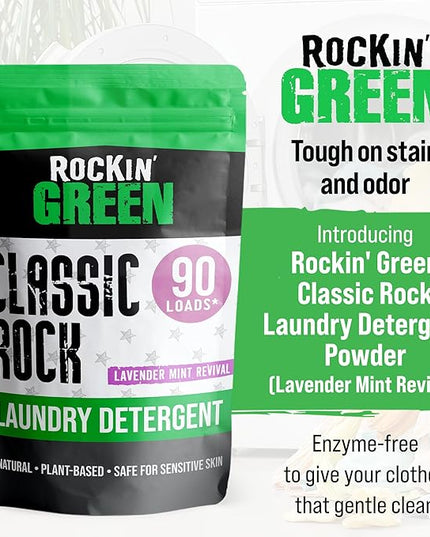 Rockin' Green Classic Rock Laundry Detergent Powder (90 Loads) - All Natural Laundry Detergent - Sensitive Skin Laundry Powder (Lavender Mint Revival)