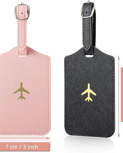 Weewooday 2 Set Mr and Mrs Passport Covers Holder and Luggage Tags Cute Leather Wallets Holder Travel Luggage Tags for Women Men Gift(Pink, Black)
