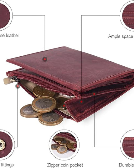 Oak Leathers Wallet For Women Full Grain Leather - Small RFID Coin Purse Credit Card & ID Holder for Ladies,Bifold Wallets for Teenager | Small, RFID, Coin Purse, for Ladies, for Teenager