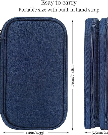 Electronic Organizer Travel Cable Accessories Bag, Electronic Organizer Case, Electronic Accessories Organizer Bag for Power Bank, Charging Cords, USB Cable, Earphones (Navy Blue)