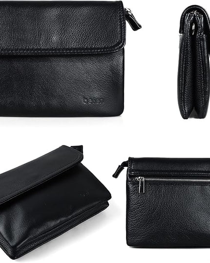 befen Genuine Leather Small Crossbody Bags for Women Cell Phone Bag Cross Body Purses,Silver Zipper