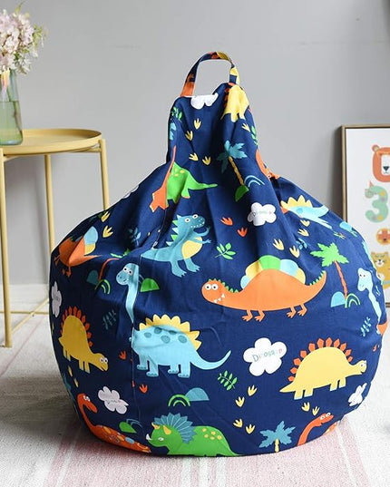 YuppieLife Kids Storage Bean Bag Cover（No Filling）Toy Organizer|Carrying Handle Sofa|Available for Kids and Teenager|Cuddle Chair|Machine Washable and Durable（27“,Dinosaur）