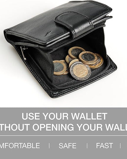 Lavalen Soft Leather Wallet for Men - Mens Wallet Bifold with Zipper Coin Pocket - Holds Bills, Credit Cards, Coins - Carteras para Hombres Piel - Billeteras de Hombres Cuero Original - RFID Blocking.