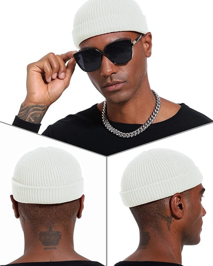 vidsel Thin Wool Fisherman Beanie Hat for Men Women Fall Winter,Short Knit Cuffed Fashion Trawler Skull Cap,Watch Cap