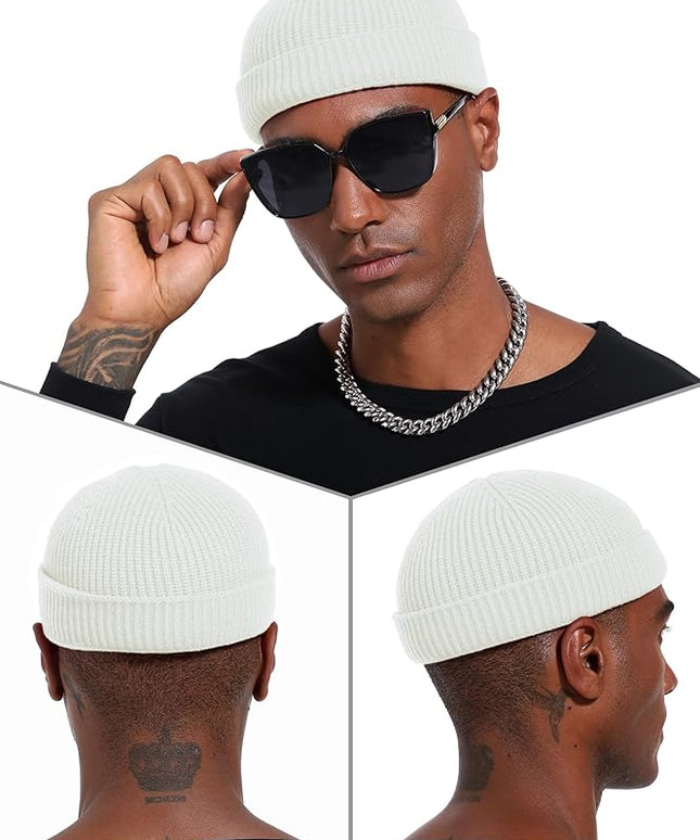 vidsel Thin Wool Fisherman Beanie Hat for Men Women Fall Winter,Short Knit Cuffed Fashion Trawler Skull Cap,Watch Cap