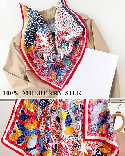 100% Mulberry Silk Scarf for Women Hair Lightweight Square Neckerchief Wrap For Head Scarves 21"
