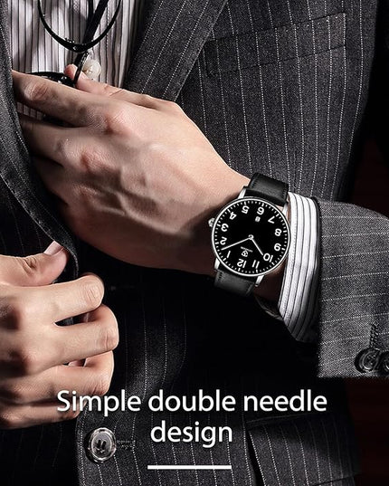 L LAVAREDO Watch for Men, Extremely Thin Mens Watches Minimalist Analog Men's Leather Wrist Watches with Time/Date, Birthday Gift for Men Boyfriend
