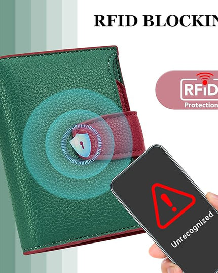 Airkit Small Wallet Women RFID Blocking Soft Leather Bifold Compact Card Holder Wallet for Women with Zipper Coin Pocket 4 ID Window