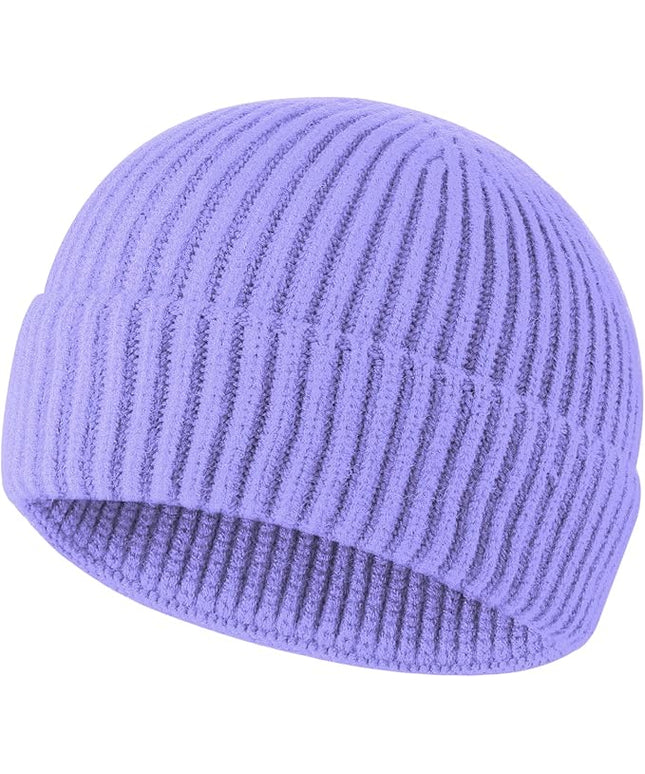 ROYBENS Swag Wool Knit Cuff Short Fisherman Beanie for Men Women, Winter Warm Hats